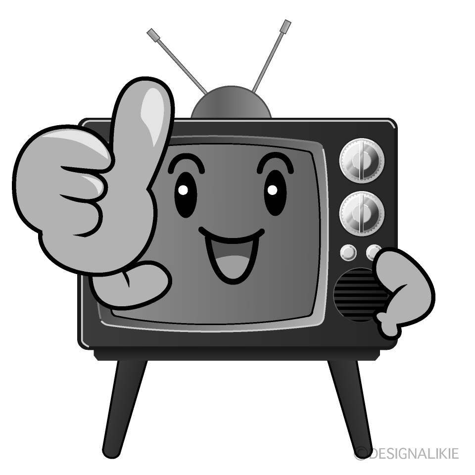 かわいいいいね！の古いテレビ白黒イラスト