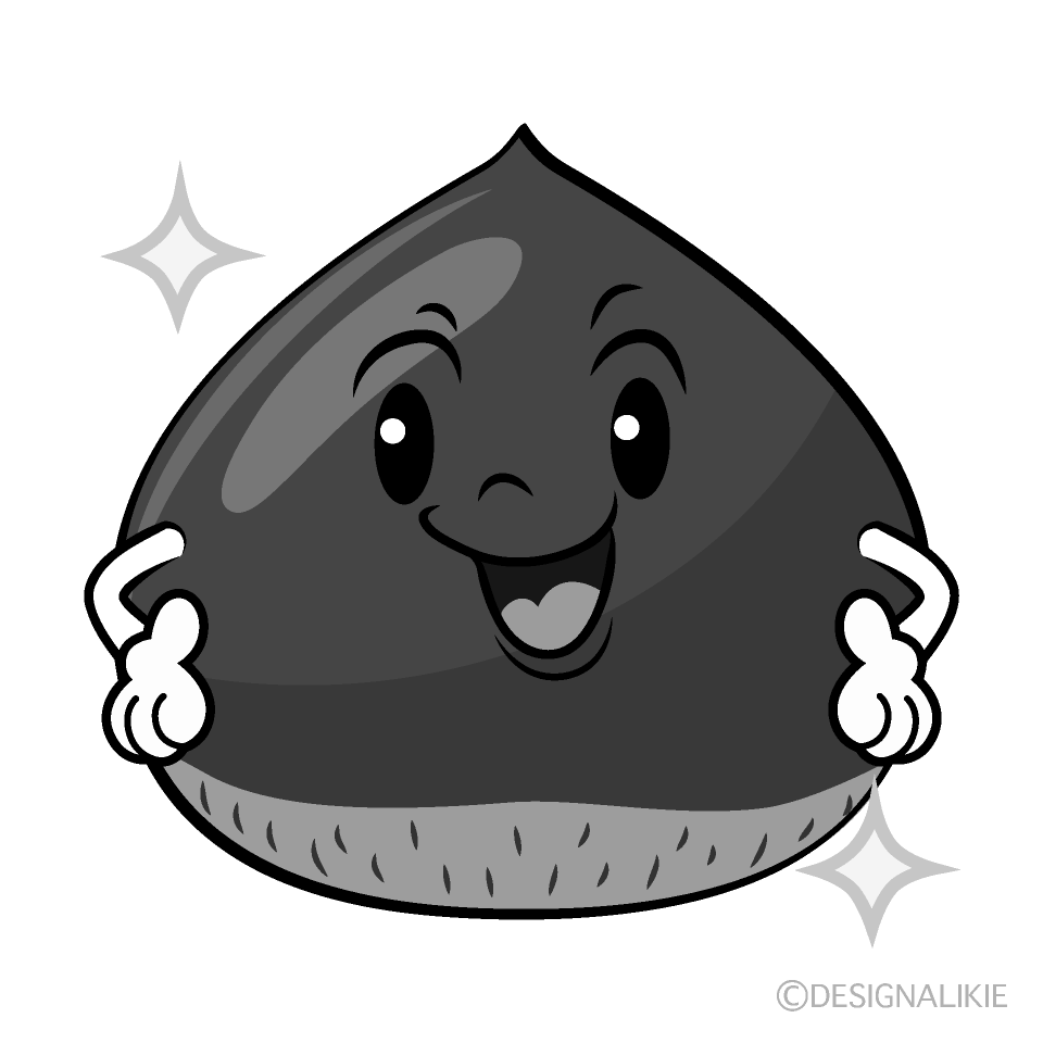 かわいい自信満々な栗白黒イラスト