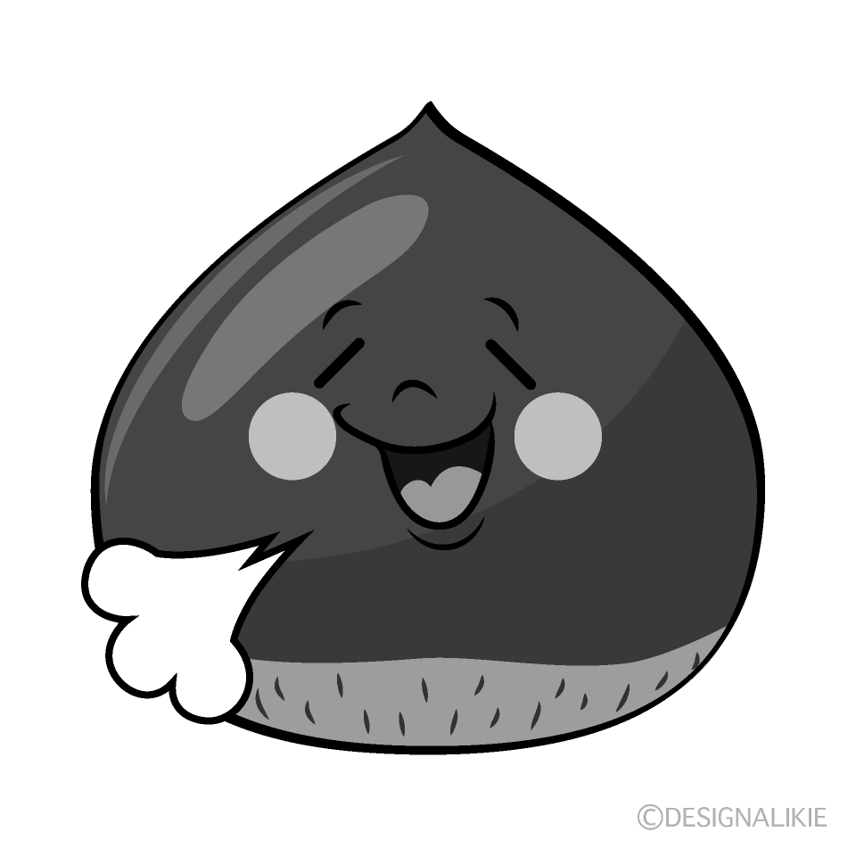 かわいいリラックスする栗白黒イラスト