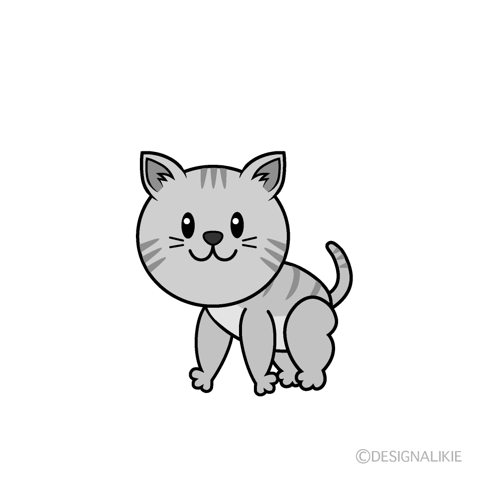 かわいいトラ猫白黒イラスト