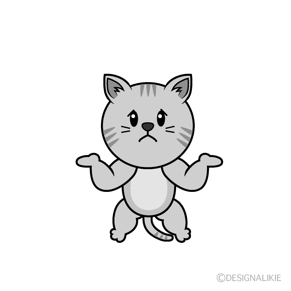 かわいい困るトラ猫白黒イラスト