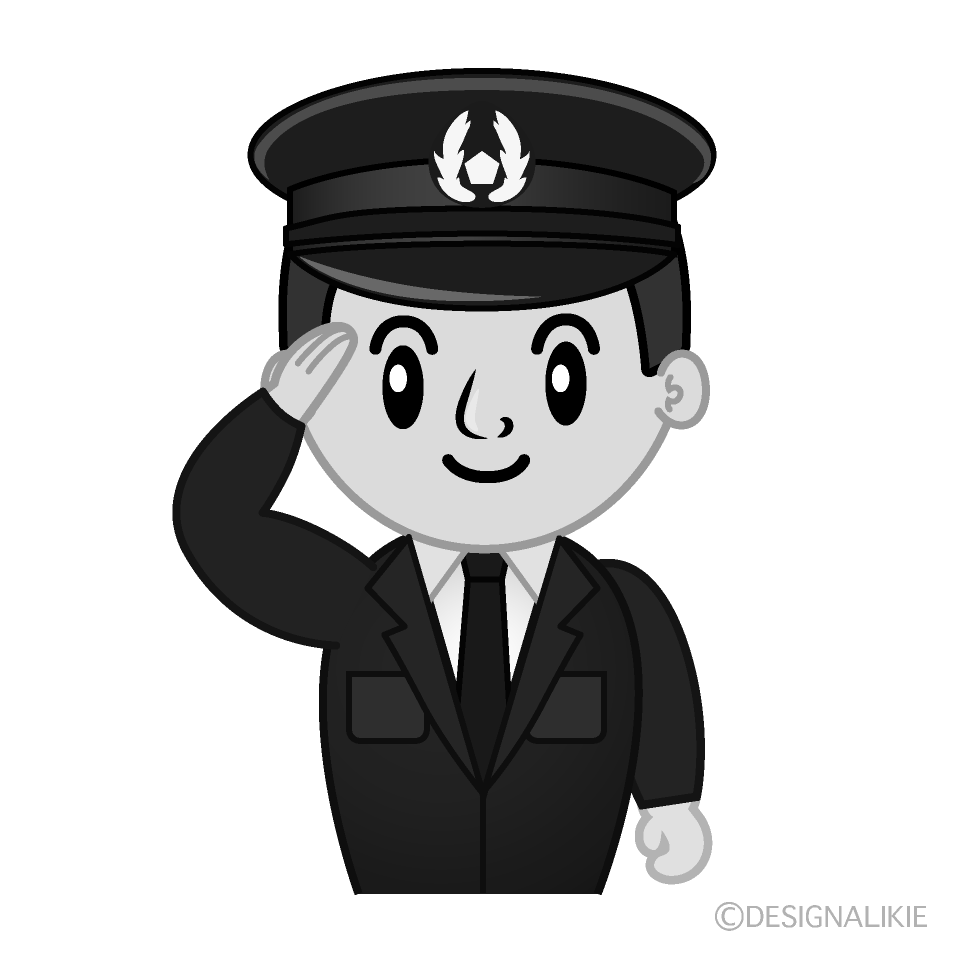 かわいい警察官白黒イラスト