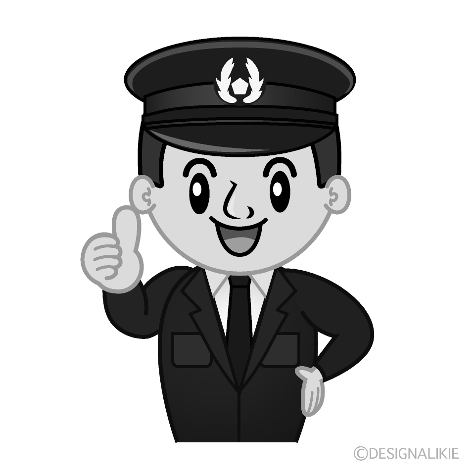 かわいいいいね！の警察官白黒イラスト