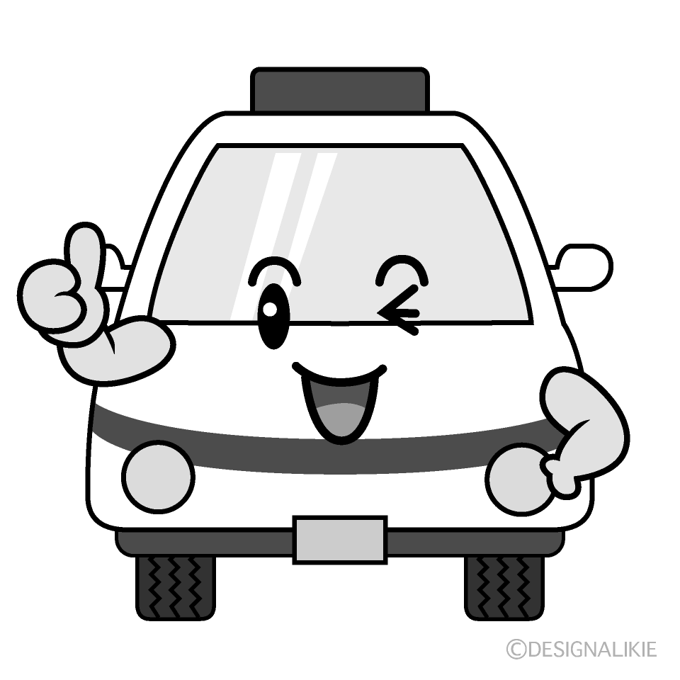 かわいいいいね！の救急車白黒イラスト