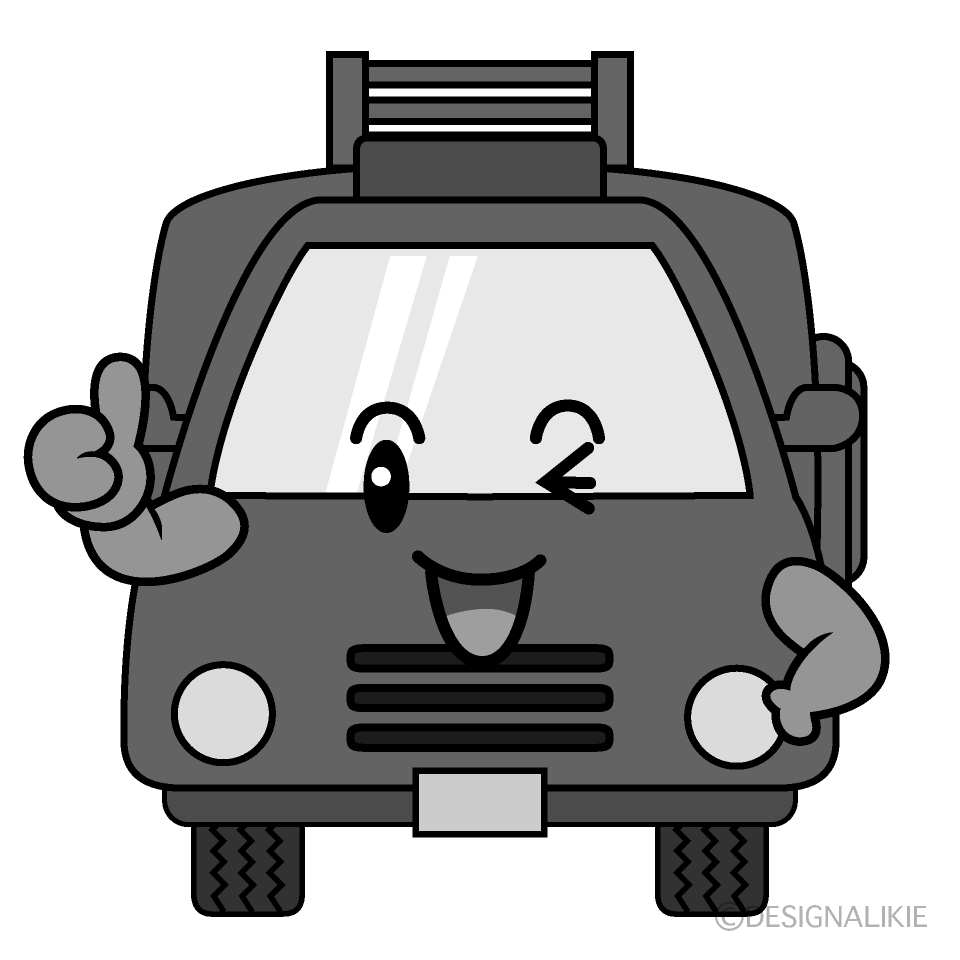 かわいいいいね！の消防車白黒イラスト