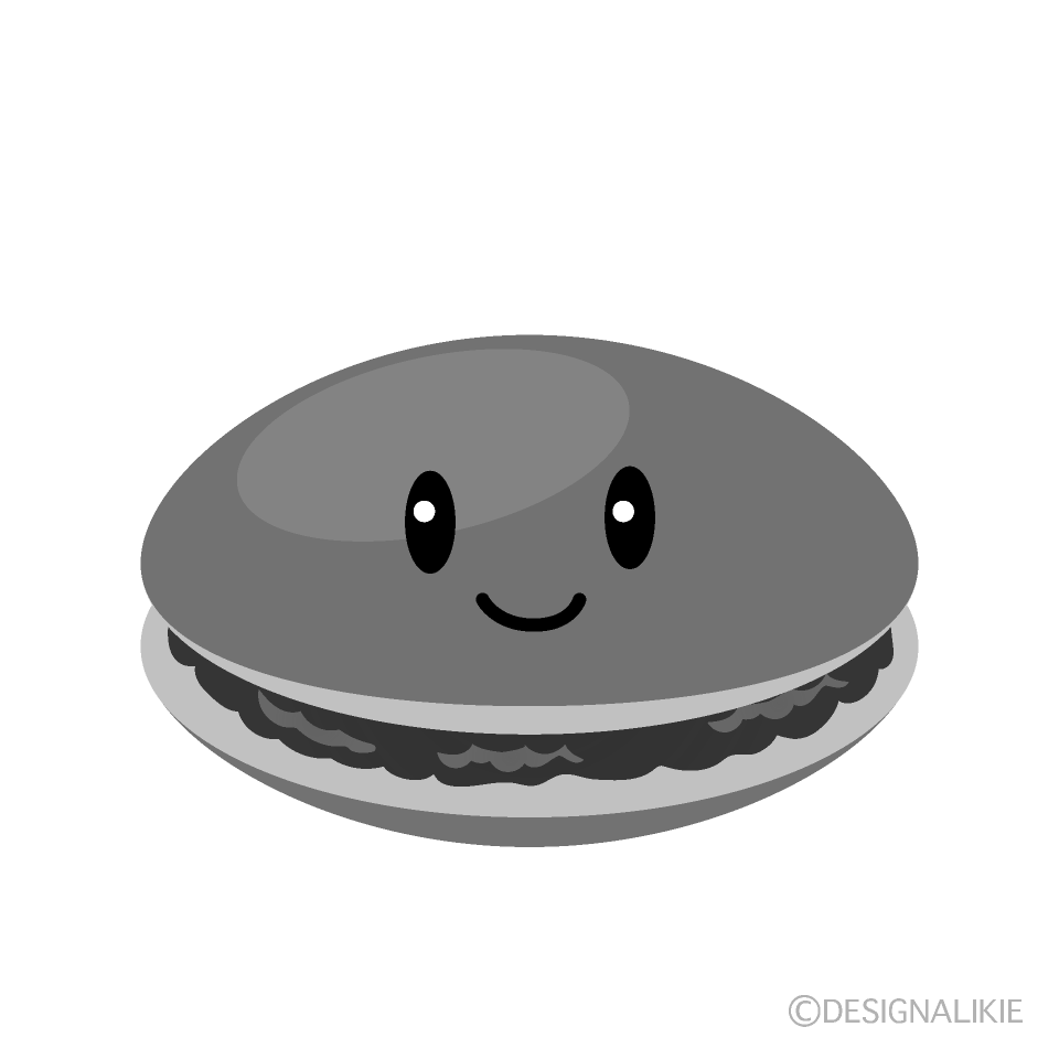 かわいいどら焼き白黒イラスト