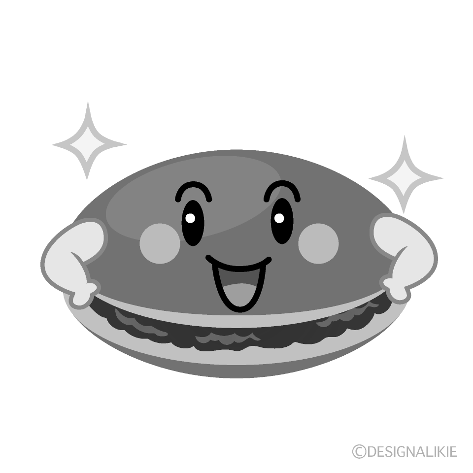 かわいい煌くどら焼き白黒イラスト