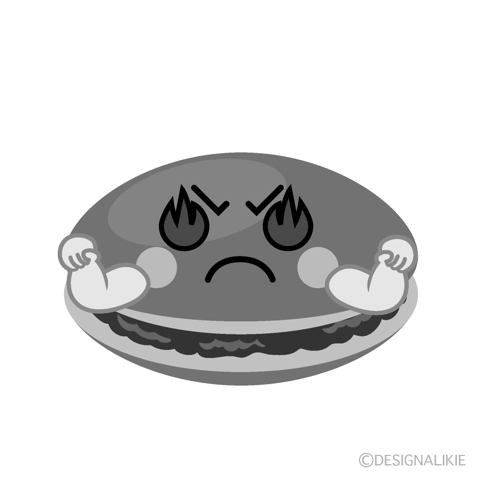 かわいい熱意のどら焼き白黒イラスト