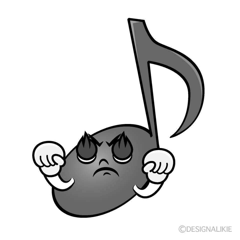 かわいい熱意の音符白黒イラスト