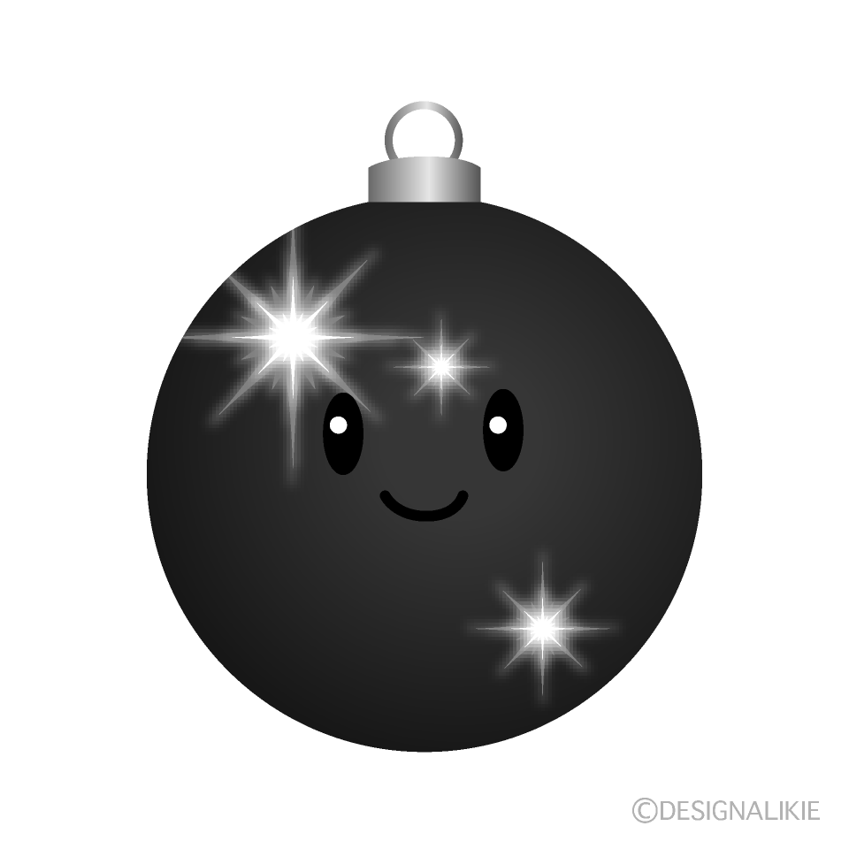 かわいいクリスマスオーナメント白黒イラスト