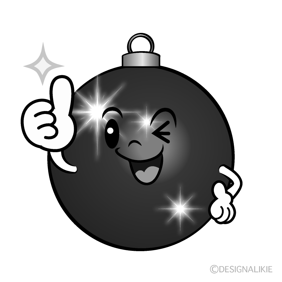 かわいいいいね！のクリスマスオーナメント白黒イラスト