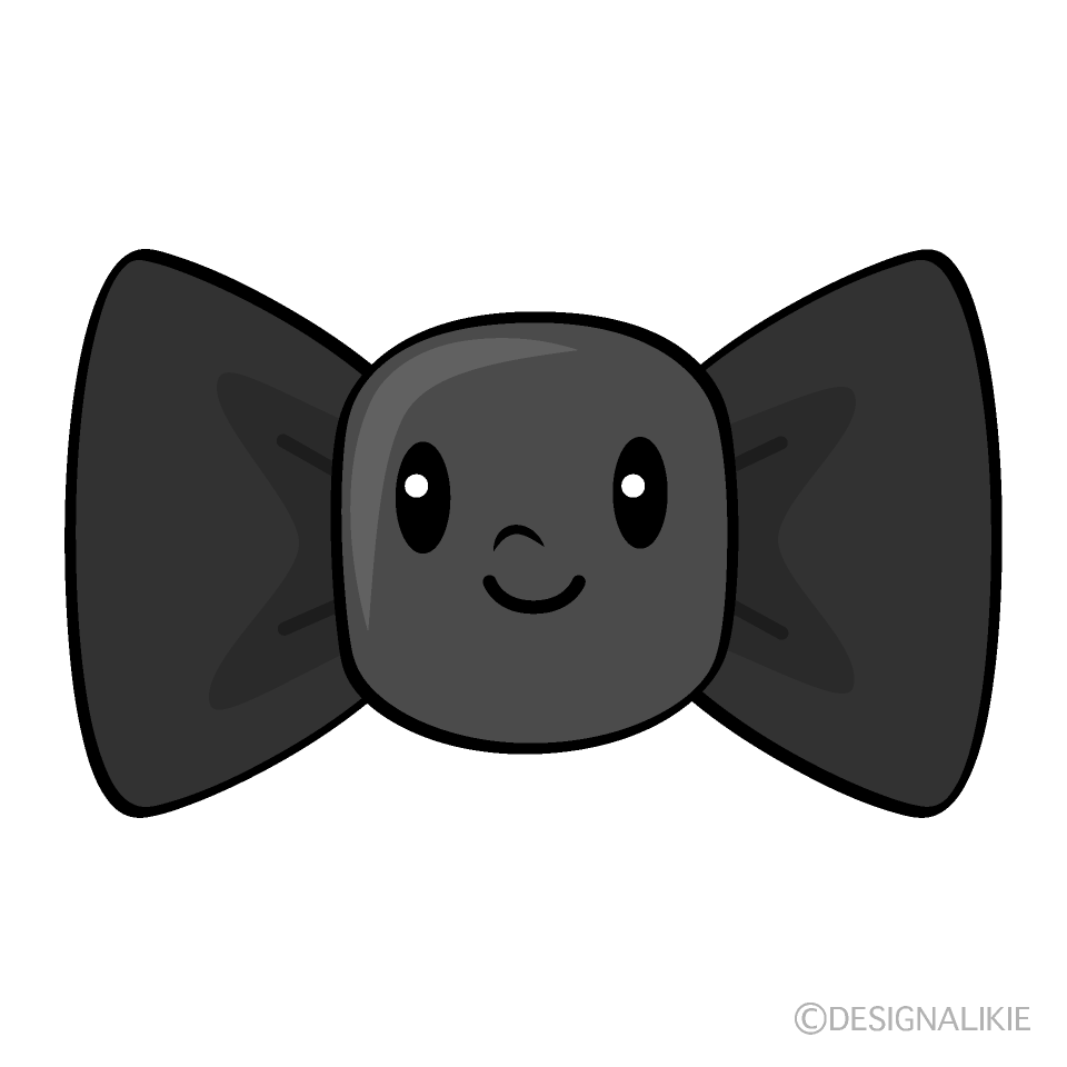 かわいい赤リボン白黒イラスト