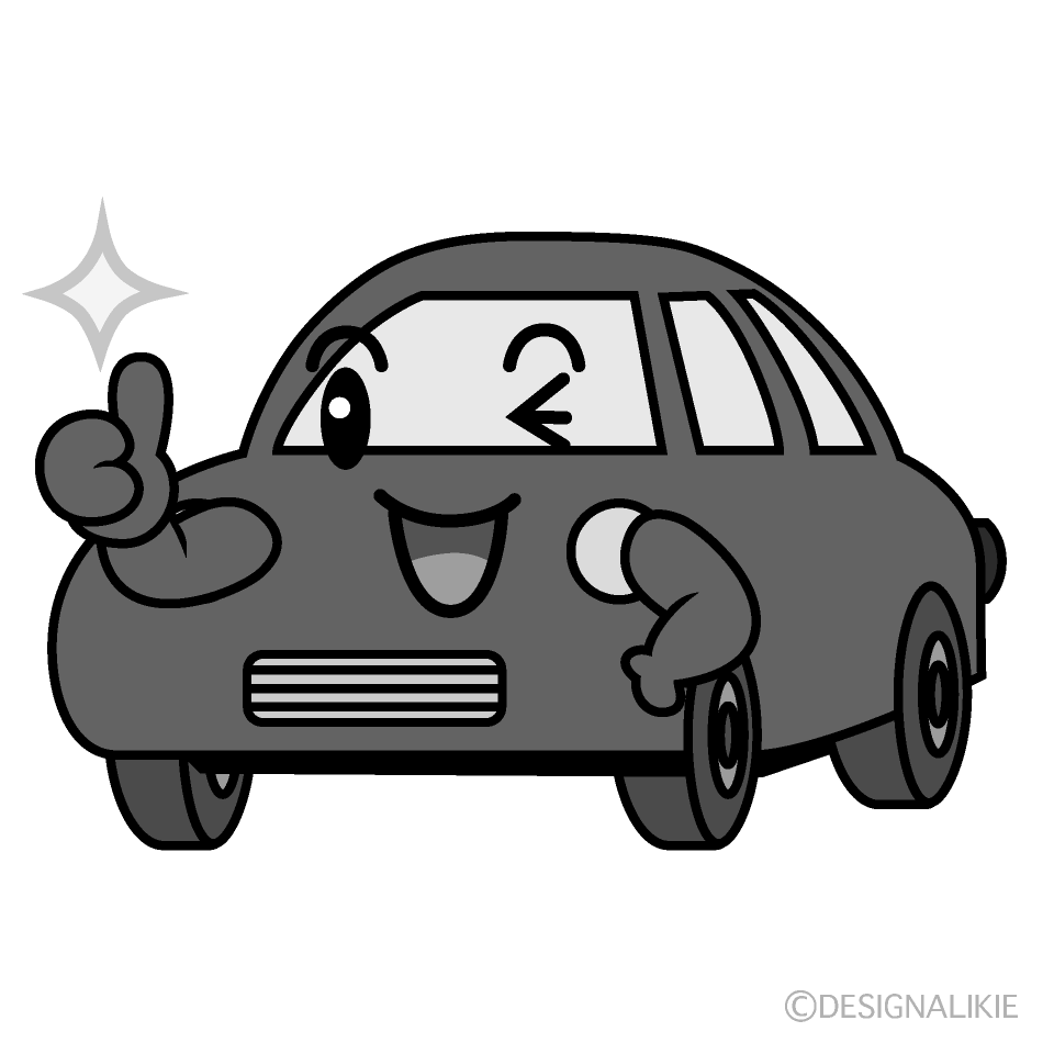 かわいいいいね！の赤い車白黒イラスト