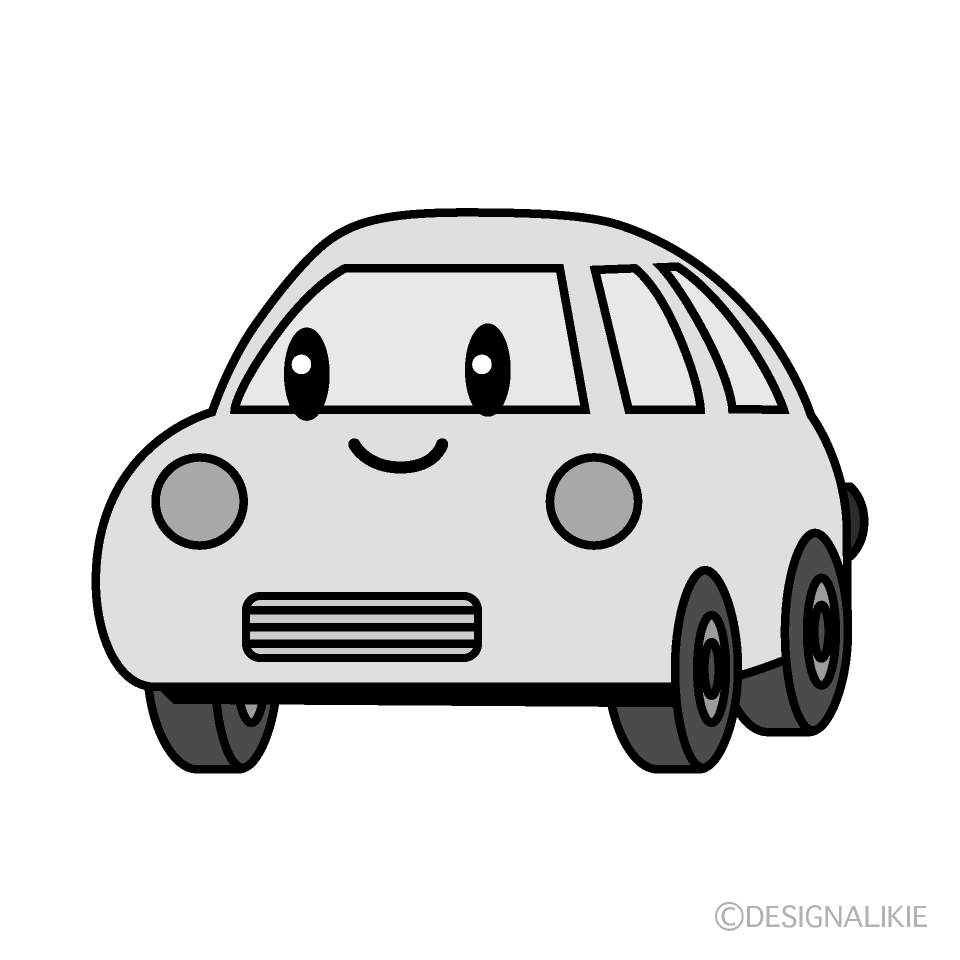 かわいい軽自動車白黒イラスト