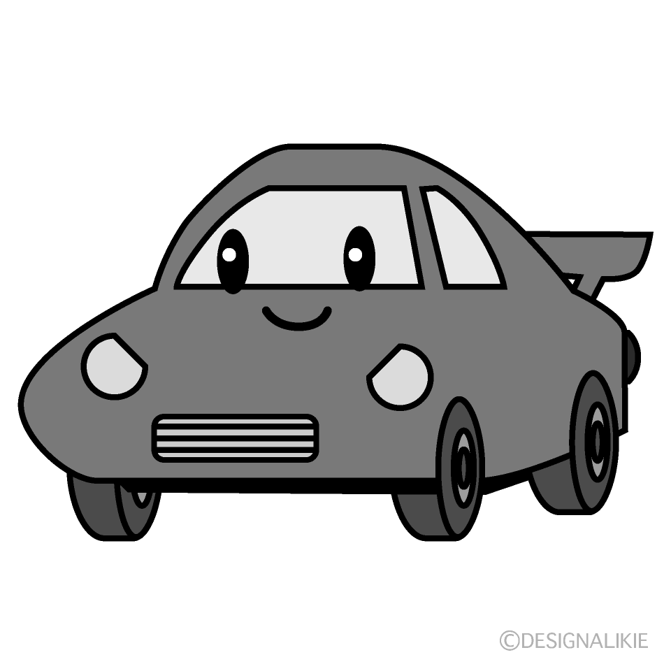 かわいいスポーツカー白黒イラスト