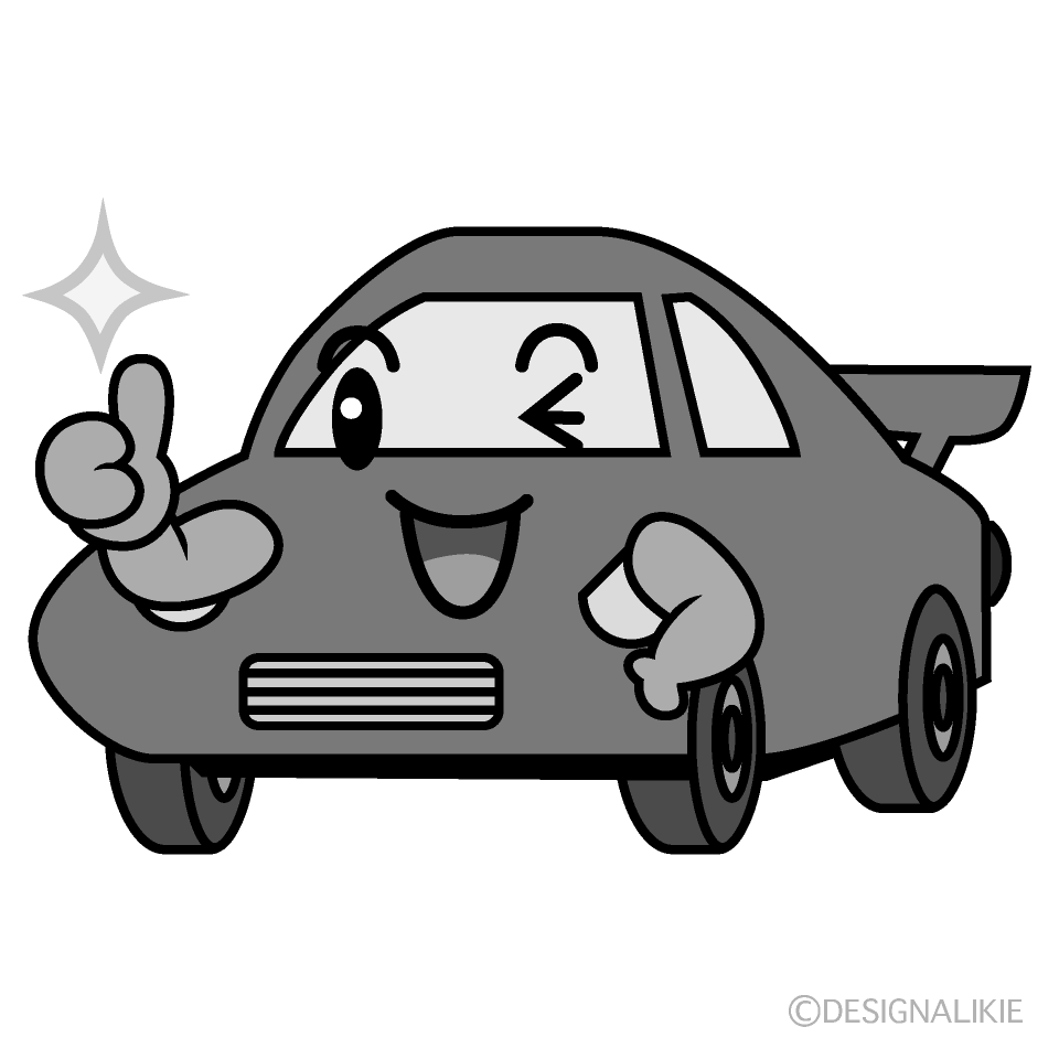 かわいいいいね！のスポーツカー白黒イラスト