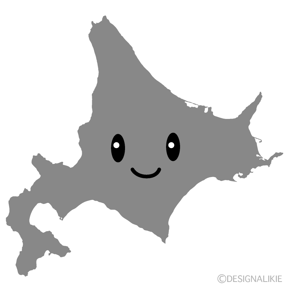 かわいい北海道白黒イラスト