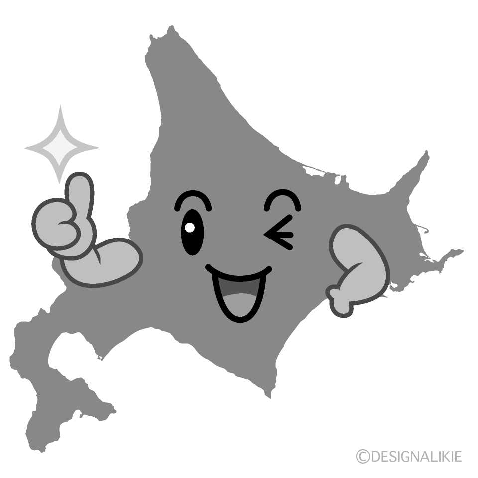 かわいいいいね！の北海道白黒イラスト