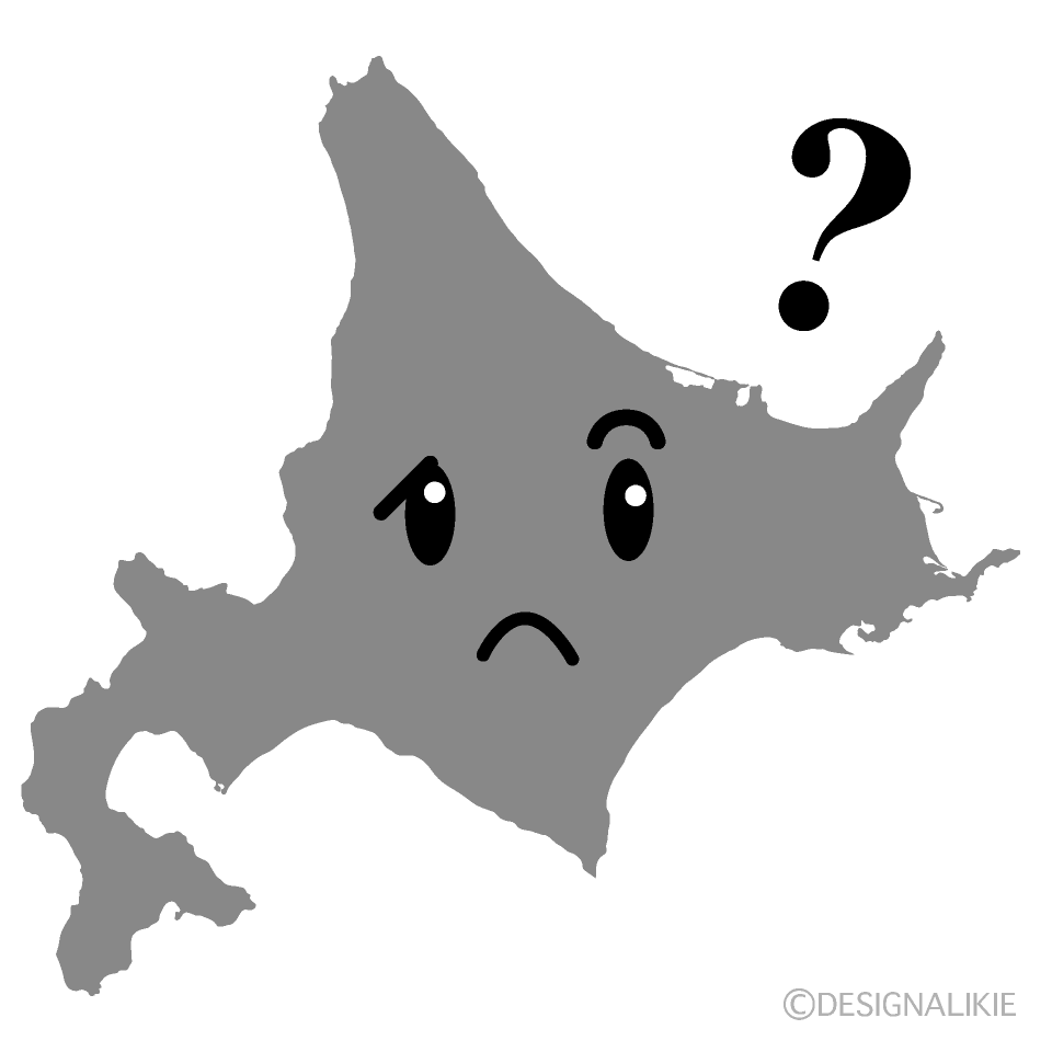 かわいい考える北海道白黒イラスト