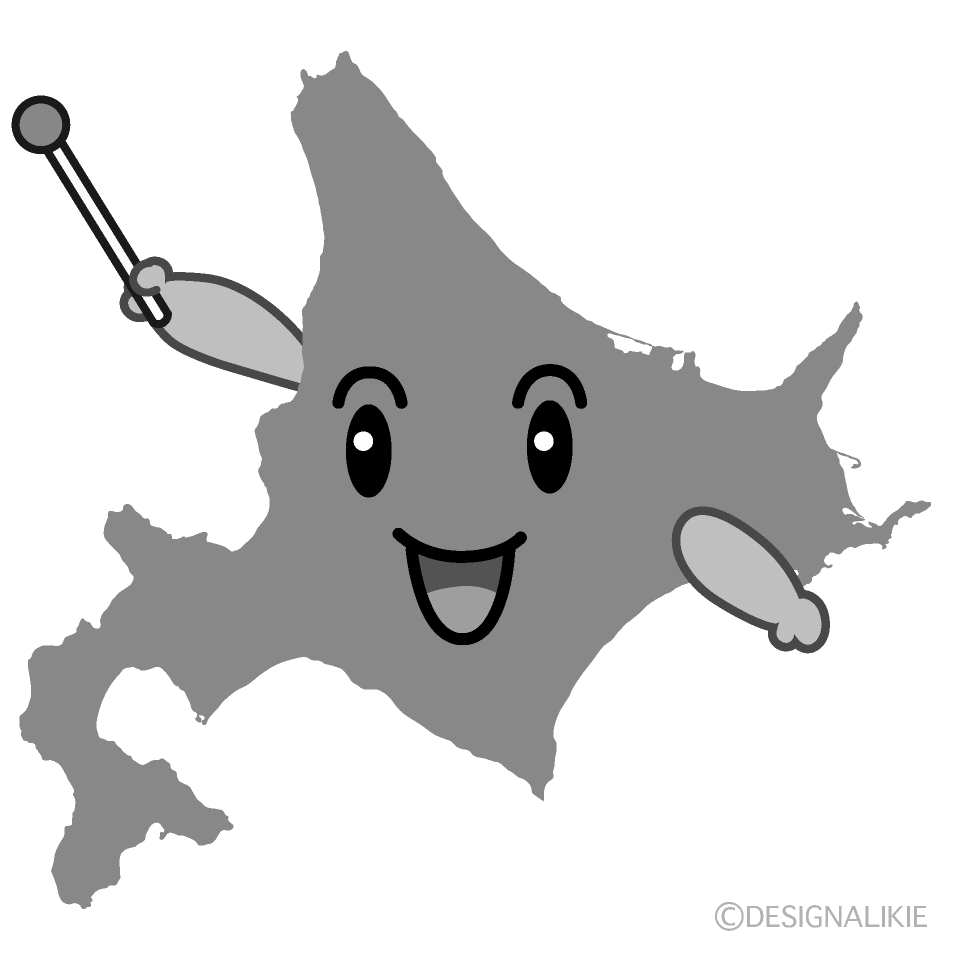 かわいい話す北海道白黒イラスト