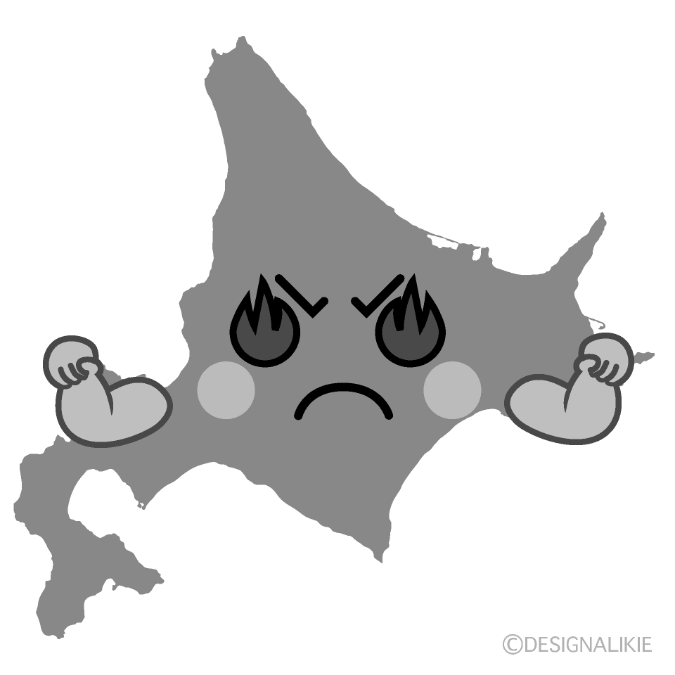 かわいい熱意の北海道白黒イラスト