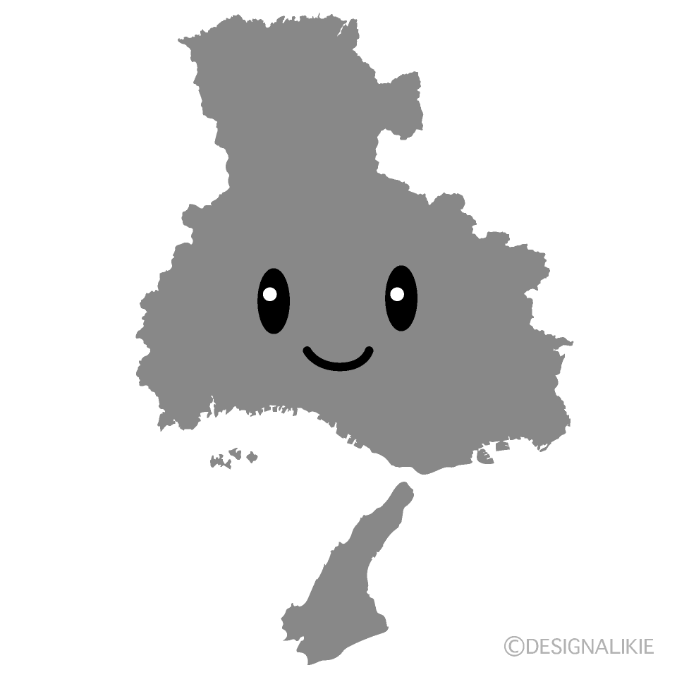 かわいい兵庫県白黒イラスト