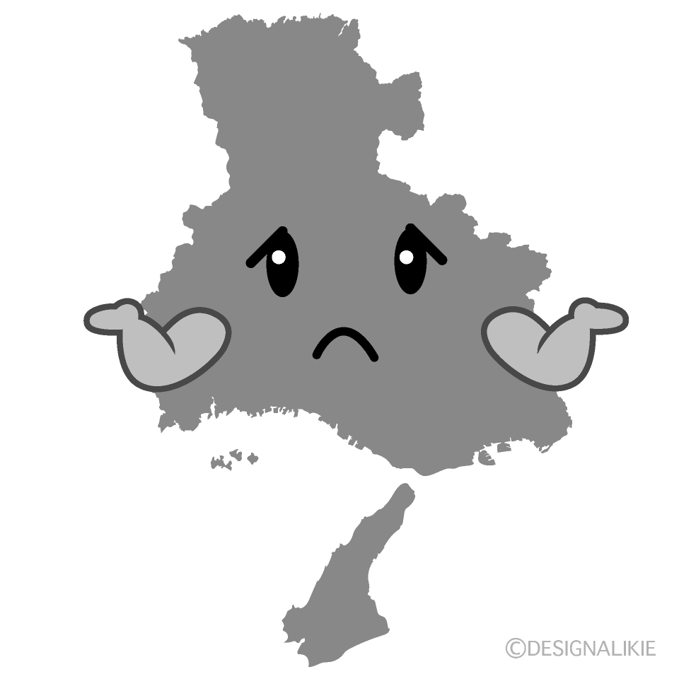 かわいい困る兵庫県白黒イラスト