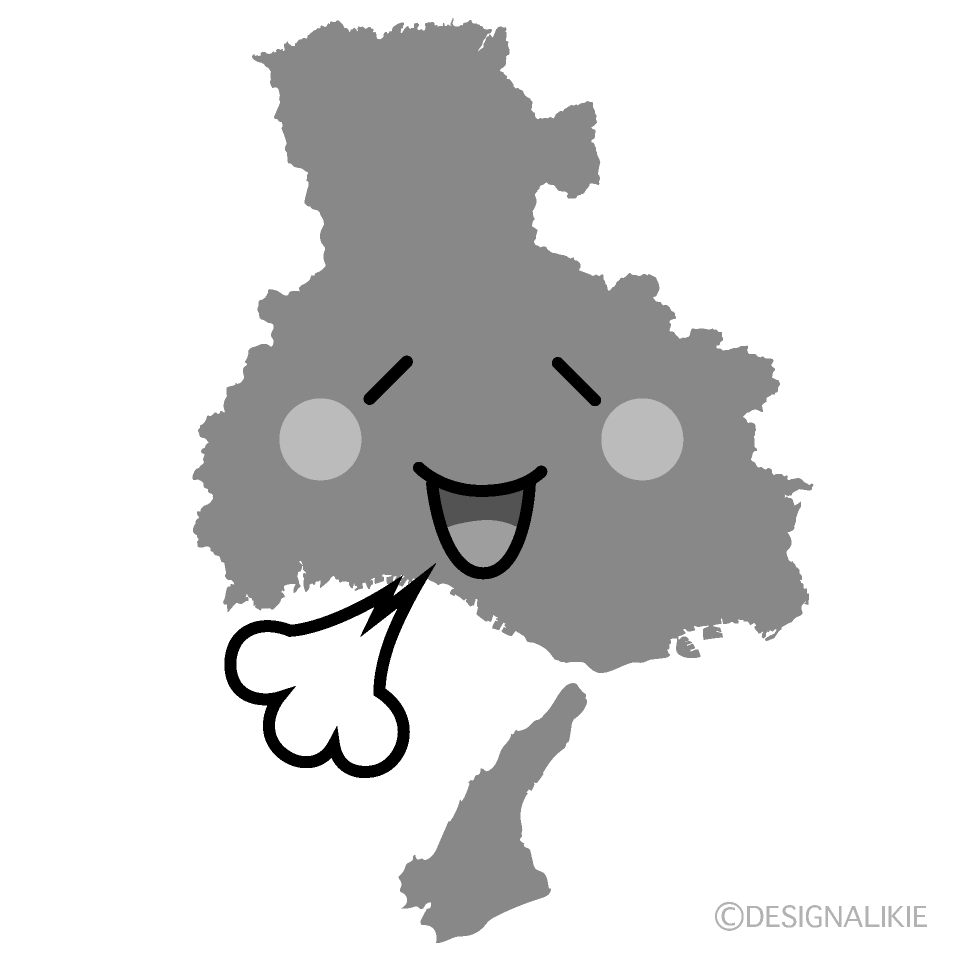 かわいいリラックスする兵庫県白黒イラスト