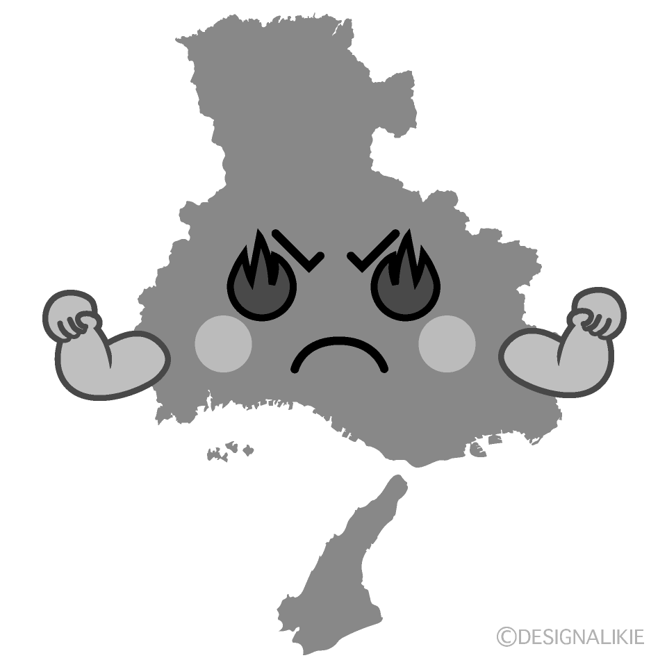 かわいい熱意の兵庫県白黒イラスト