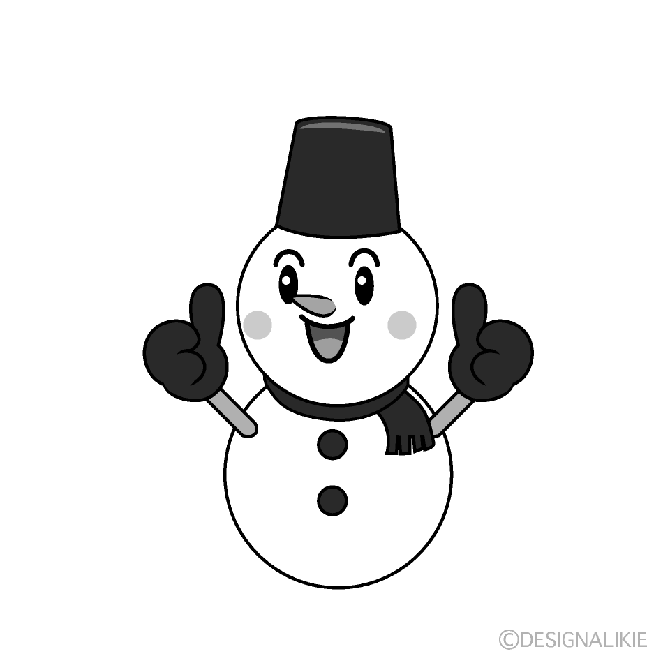 かわいいいいね！の雪だるま白黒イラスト