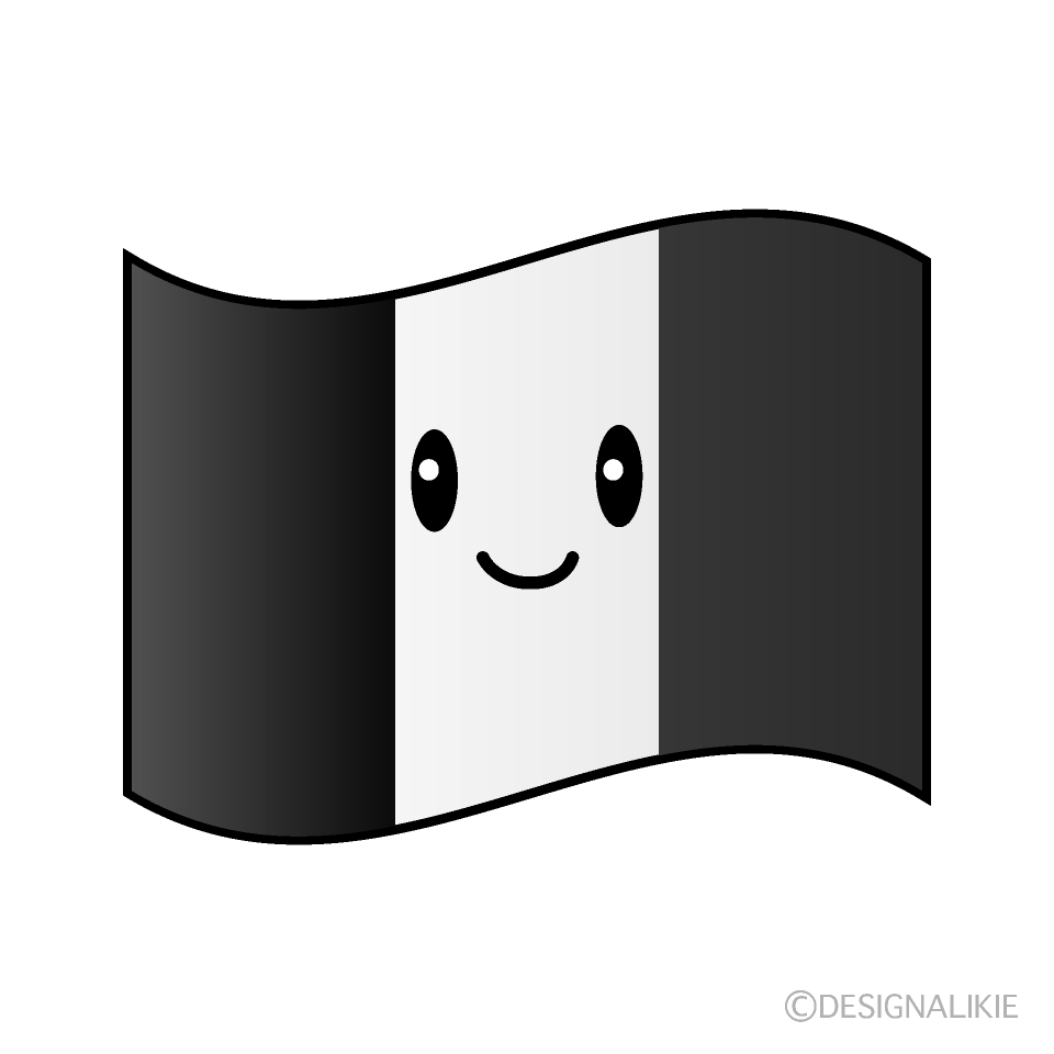 かわいいフランス国旗白黒イラスト