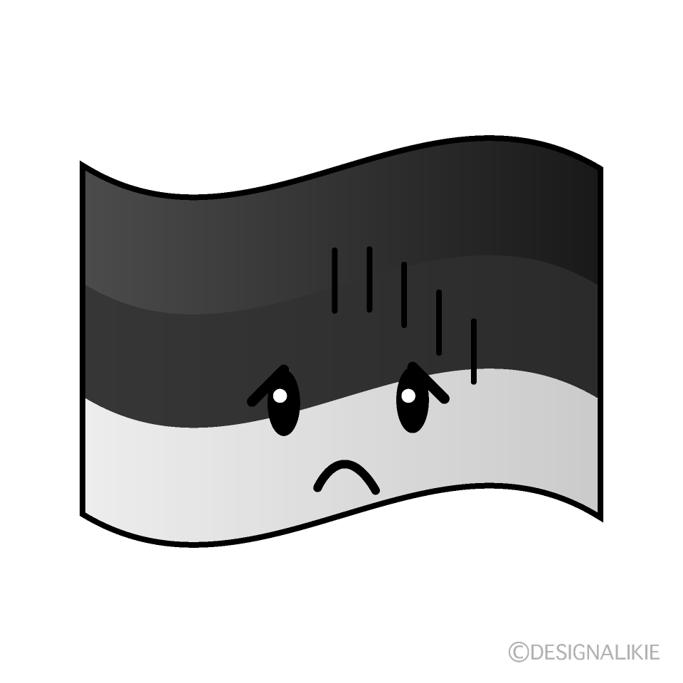 かわいい落ち込むドイツ国旗白黒イラスト