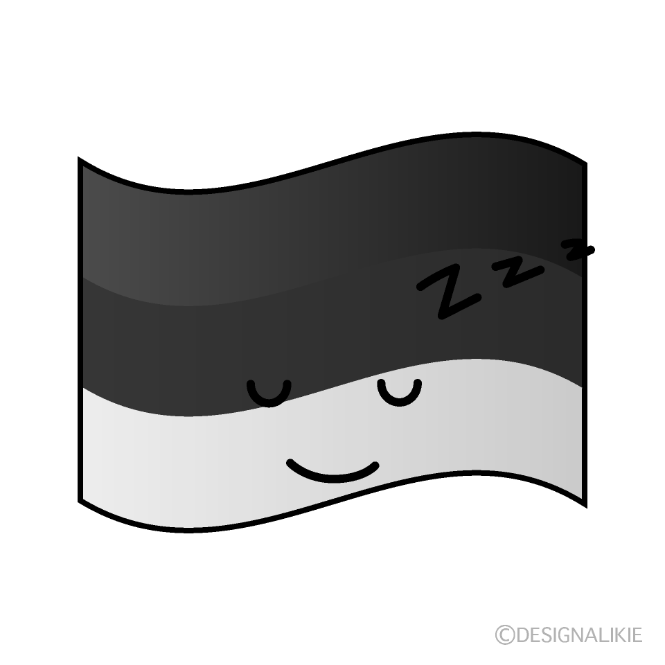 かわいい寝るドイツ国旗白黒イラスト