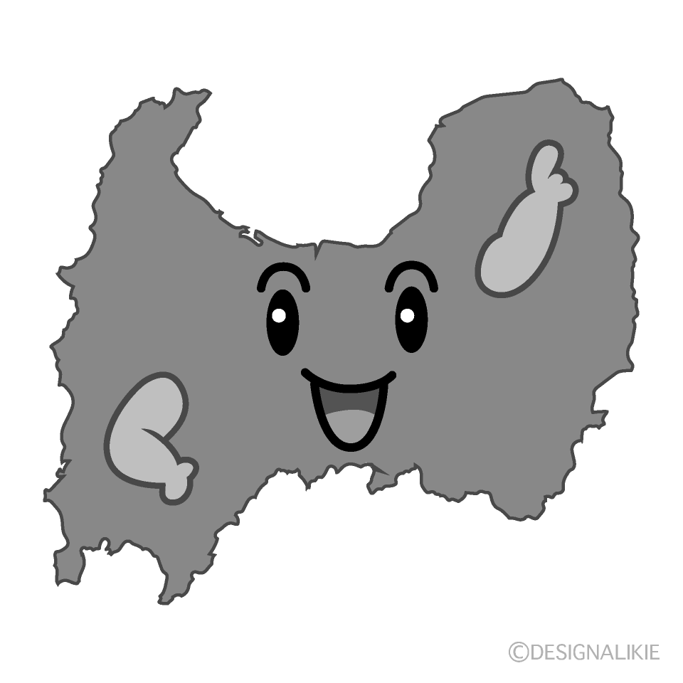 かわいい指差す富山県白黒イラスト