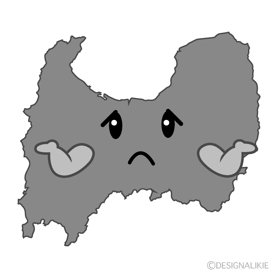 かわいい困る富山県白黒イラスト