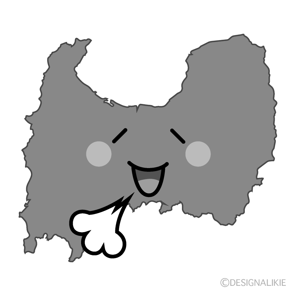 かわいいリラックスする富山県白黒イラスト