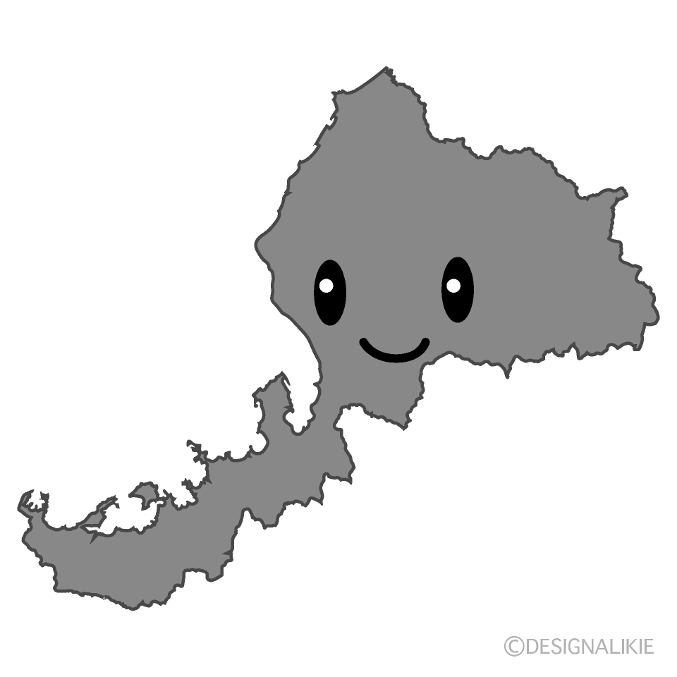 かわいい福井県白黒イラスト