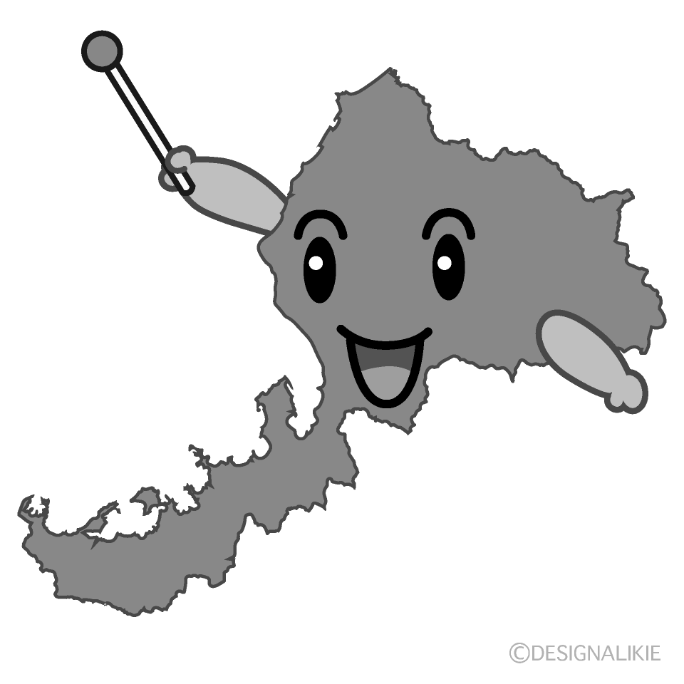 かわいい話す福井県白黒イラスト