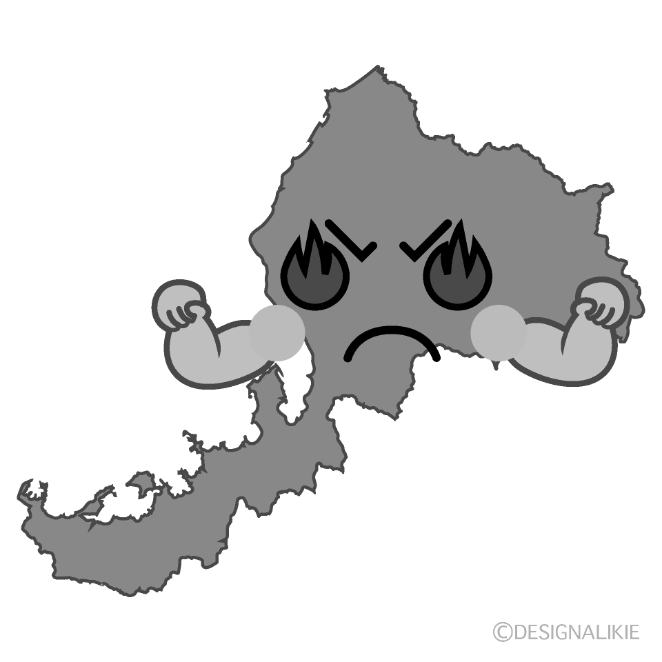 かわいい熱意の福井県白黒イラスト