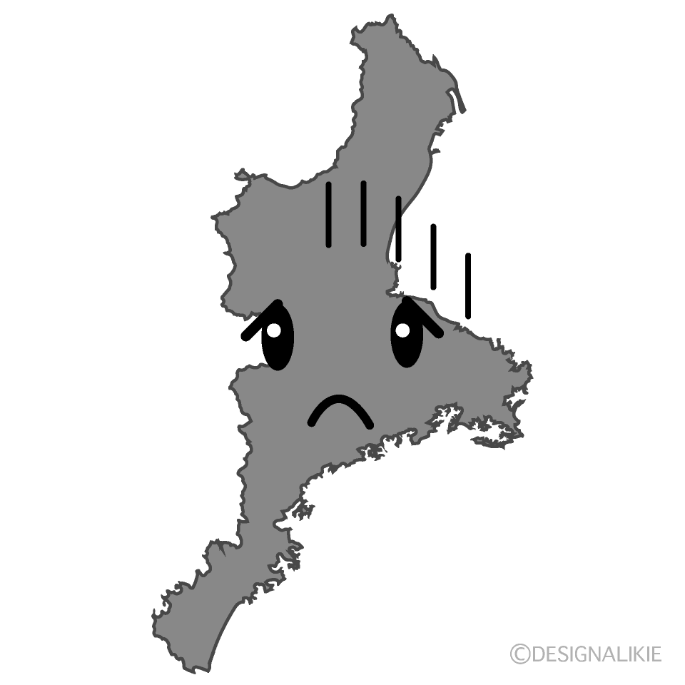 かわいい落ち込む三重県白黒イラスト