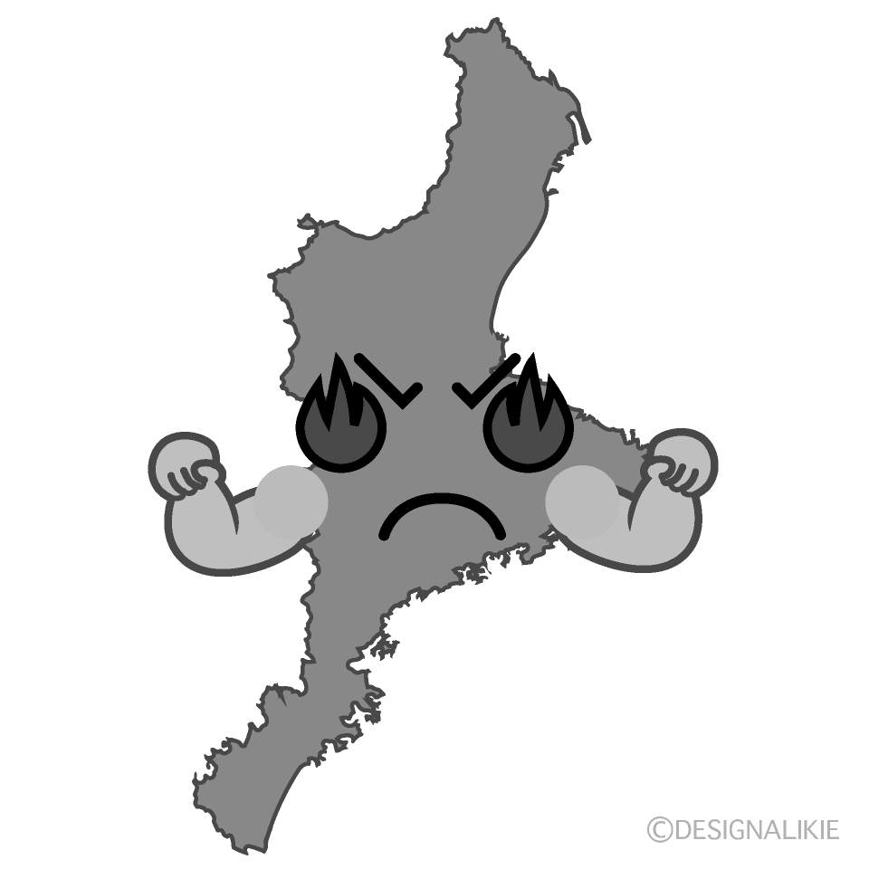 かわいい熱意の三重県白黒イラスト