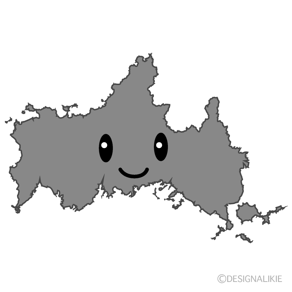 かわいい山口県白黒イラスト