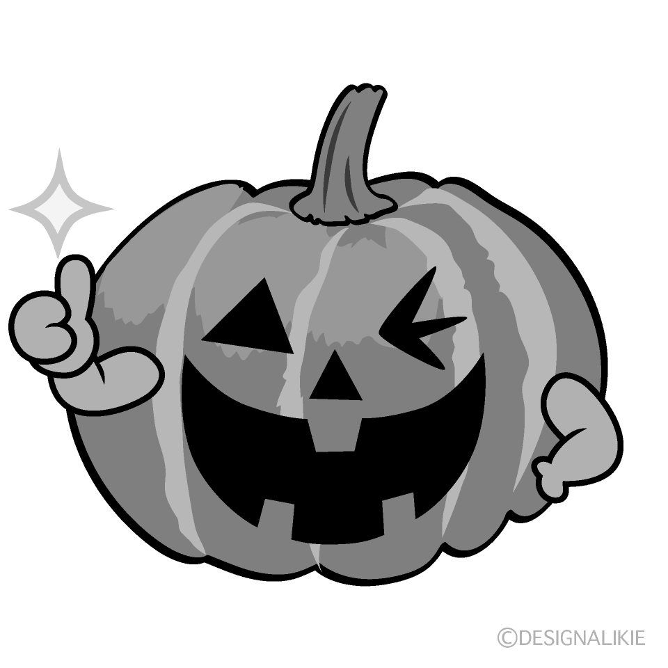 かわいいいいね！のハロウィンかぼちゃ白黒イラスト