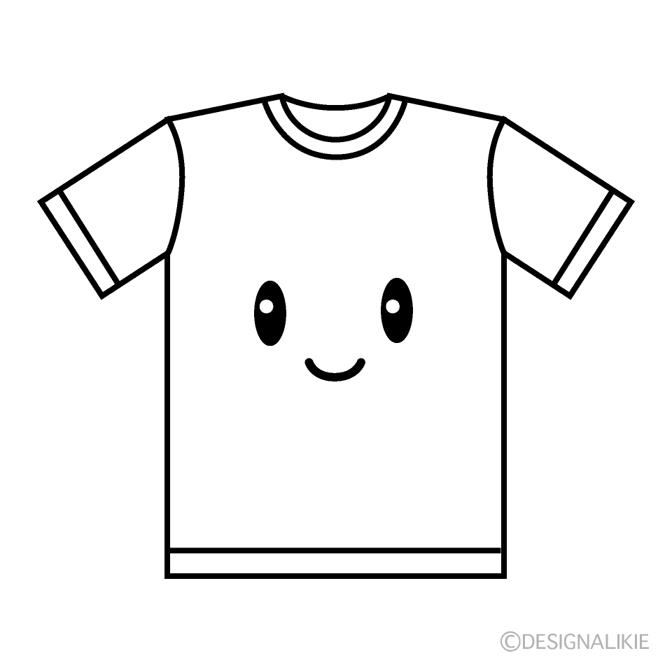 かわいいTシャツ白黒イラスト