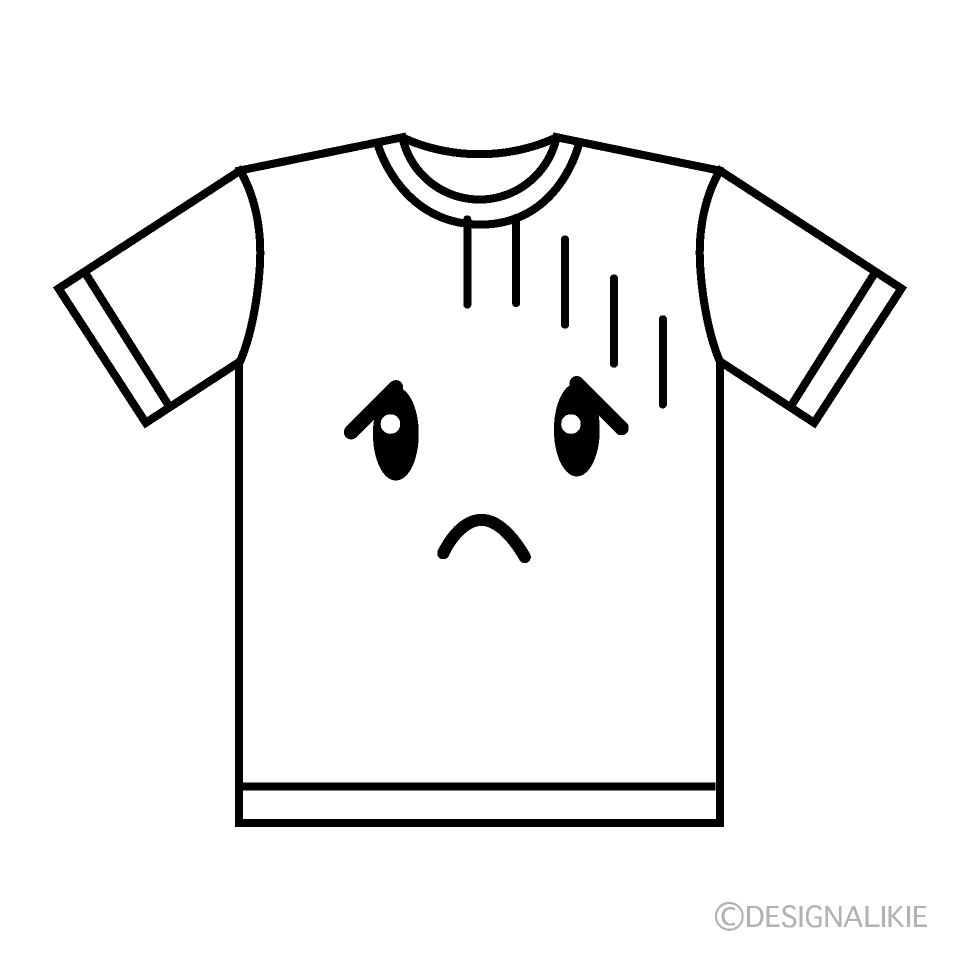 かわいい落ち込むTシャツ白黒イラスト