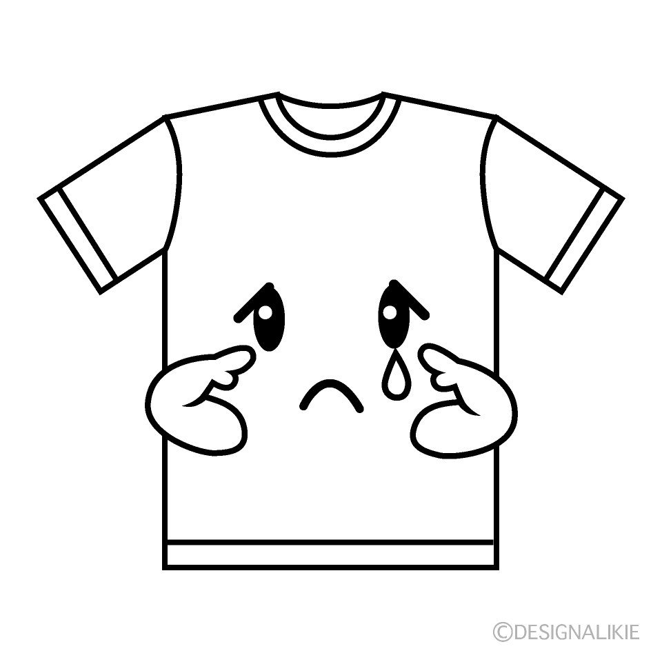 かわいい悲しいTシャツ白黒イラスト