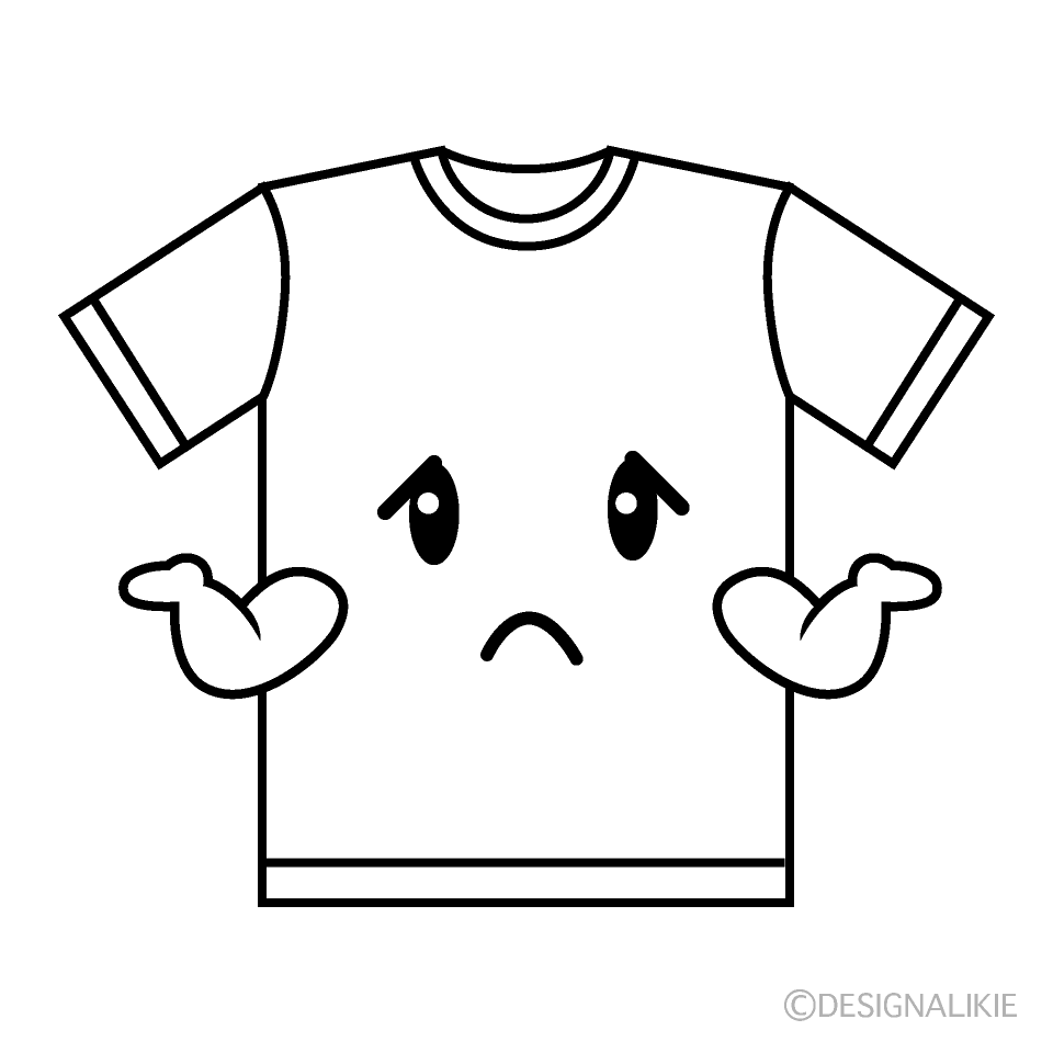 かわいい困るTシャツ白黒イラスト